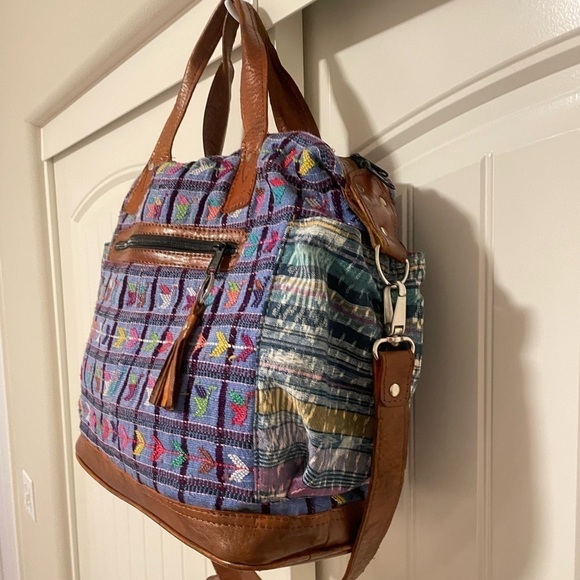 Nena & Co. OOAK The Perfect Bag crossbody tote blue with arrows handmade - Picture 3 of 13